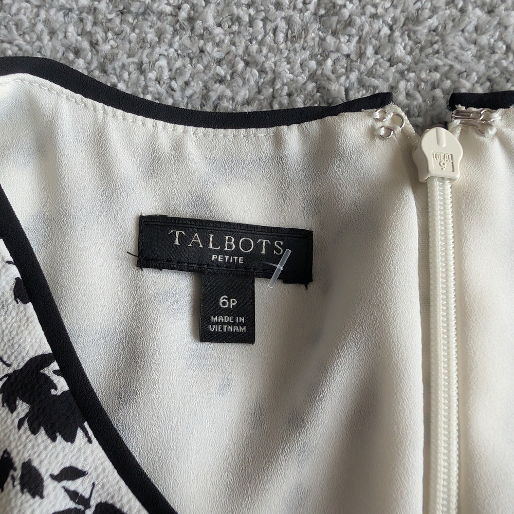Talbots Black and Cream Floral Midi Dress - Picture 7 of 9